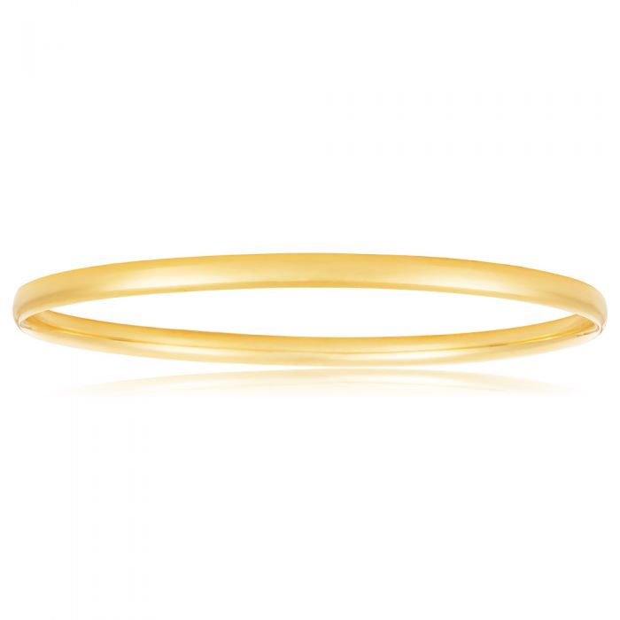 9ct Yellow Gold Hollow 4mm x 65mm Bangle
