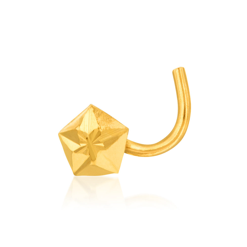 9ct Yellow Gold 4mm Diamond Cut Pentagon Nose Stud – Shiels Jewellers