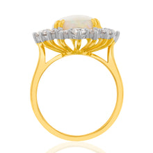 Load image into Gallery viewer, 18ct Yellow Gold 3.17ct Natural White Oval Opand and 1.30ct Diamond Ring