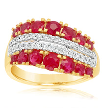 Load image into Gallery viewer, 18ct Yellow And White Gold Diamond And Natural Ruby Ring
