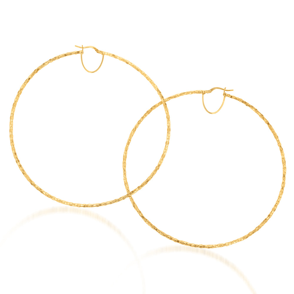 Gold Plated 80mm Gold Hoop Earrings 9ct Yellow Gold Silverfilled