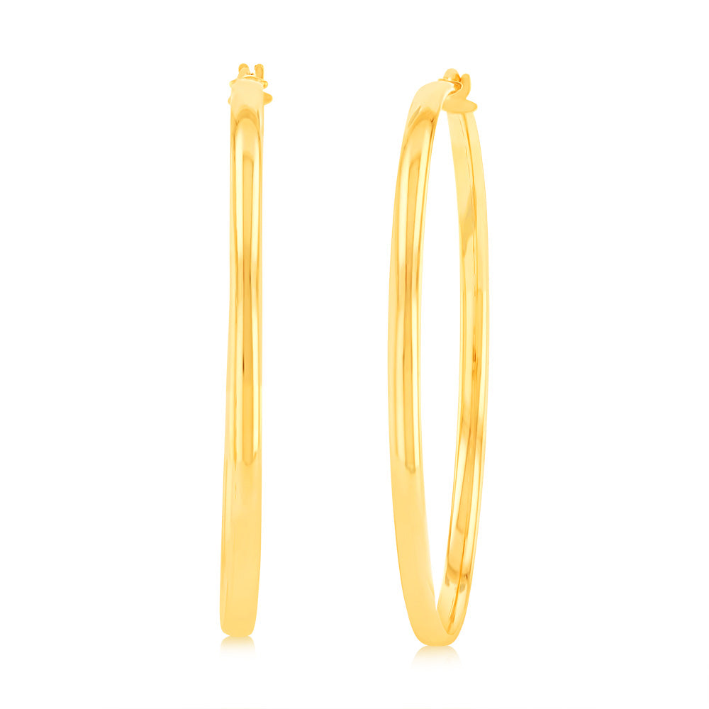 thumbnail interactive-video image 1 of 9ct Yellow Gold On Silver Double Hoop Earrings – Sterling Silver Base, Italian Made 1 of 6
