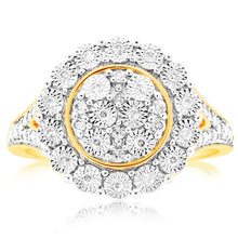Load image into Gallery viewer, 9ct Yellow Gold 1/5 Carat Diamond Disc Dress Ring