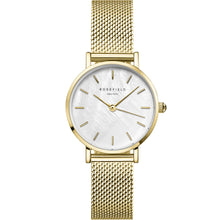 Load image into Gallery viewer, Rosfield SMGMG-S06 The Small Edit Mother of Pearl Gold Ladies Mesh Watch