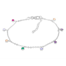 Load image into Gallery viewer, Sterling Silver Multicolour Charm 19cm Bracelet