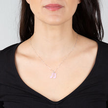 Load image into Gallery viewer, Sterling Silver Pink Enamel Music Note Pendant On 45cm Chain