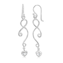 Load image into Gallery viewer, Sterling Silver Cubic Zirconia Infinity Heart Drop Earring