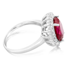 Load image into Gallery viewer, Sterling Silver Red And White Zirconia Halo Ring