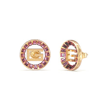 Load image into Gallery viewer, Guess Gold Plated Stainless Steel 19mm Rose Baguette Stud Earrings