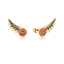 Load image into Gallery viewer, Disney Stainless Steel 14ct Gold Plated Captain America Wing Stud Earrings