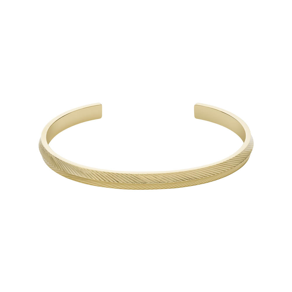 Fossil Yellow Gold Plated Stainless Steel Harlow Open Bangle