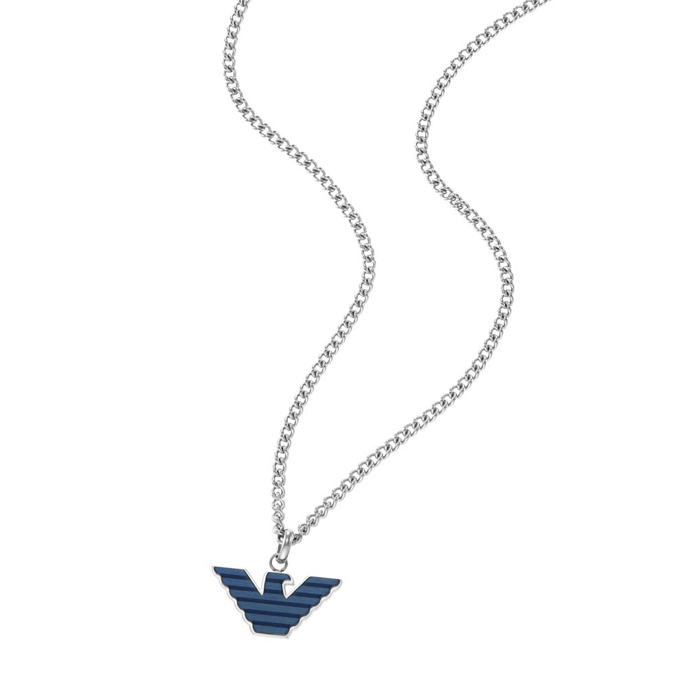Emporio Armani Stainless Steel Logo Essential Pendant With Chain