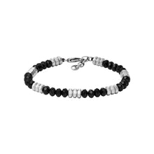 Load image into Gallery viewer, Fossil Stainless Steel Jewelry Black Agate Beaded 19+2.5cm Bracelet