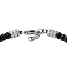Load image into Gallery viewer, Fossil Stainless Steel Jewelry Black Agate Beaded 19+2.5cm Bracelet