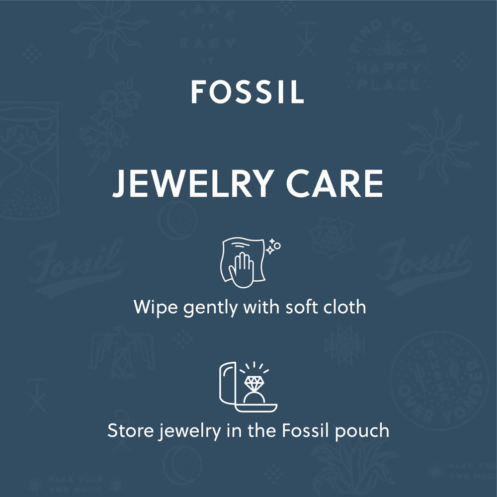Fossil Stainless Steel Jewelry Black Agate Beaded 19+2.5cm Bracelet