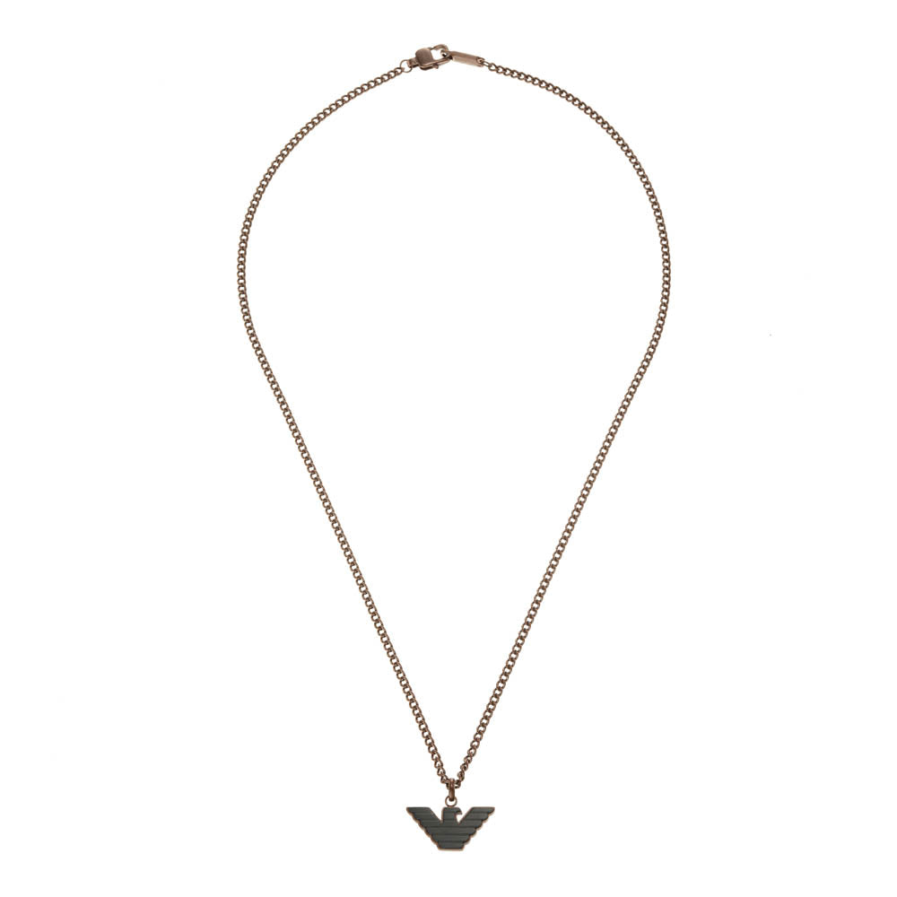 Emporio Armani Stainless Steel Brown And Black Pendant On Chain