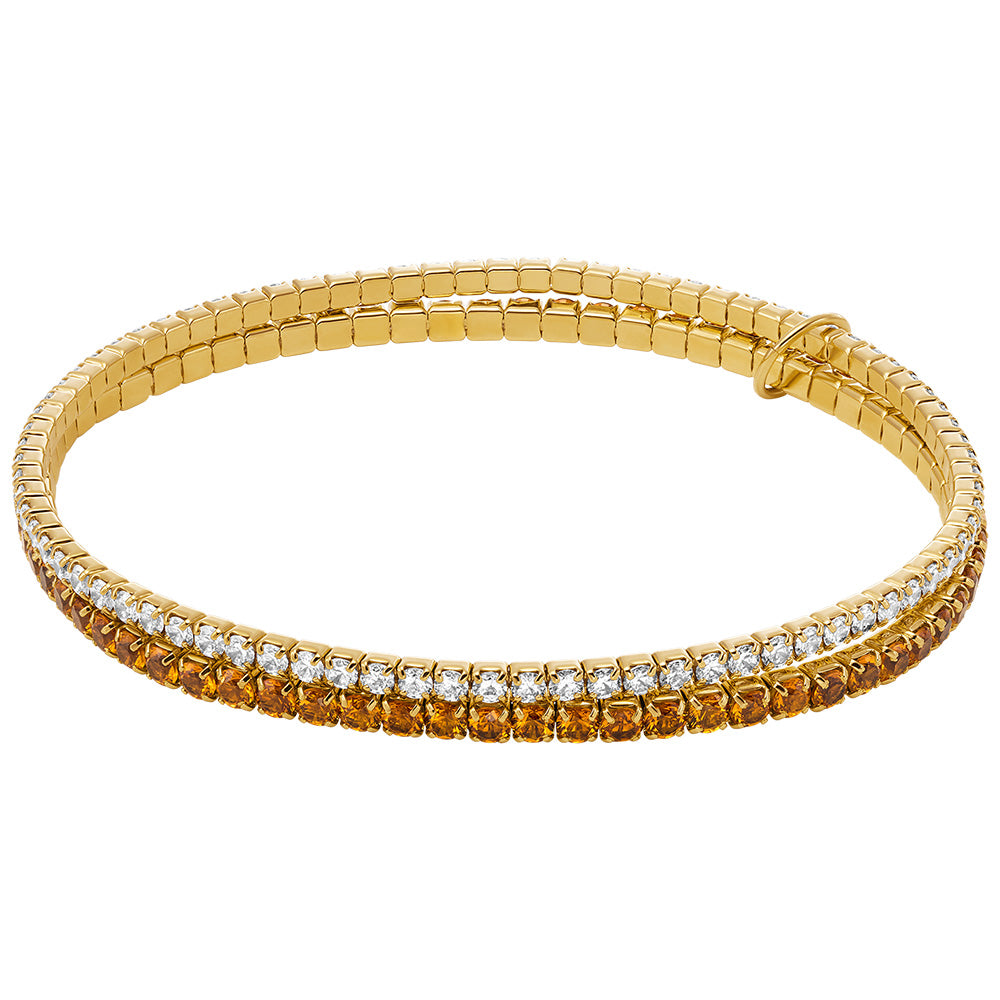 Michael Kors Gold Plated Brass Clear Terracotta Zirconia Stretch