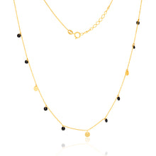 Load image into Gallery viewer, 9ct Yellow Gold Black Zirconia and Gold Disc Charm 41.90cm Chain