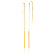 Load image into Gallery viewer, 9ct Yellow Gold Silver Filled Long Thread Bar Drop Earrings
