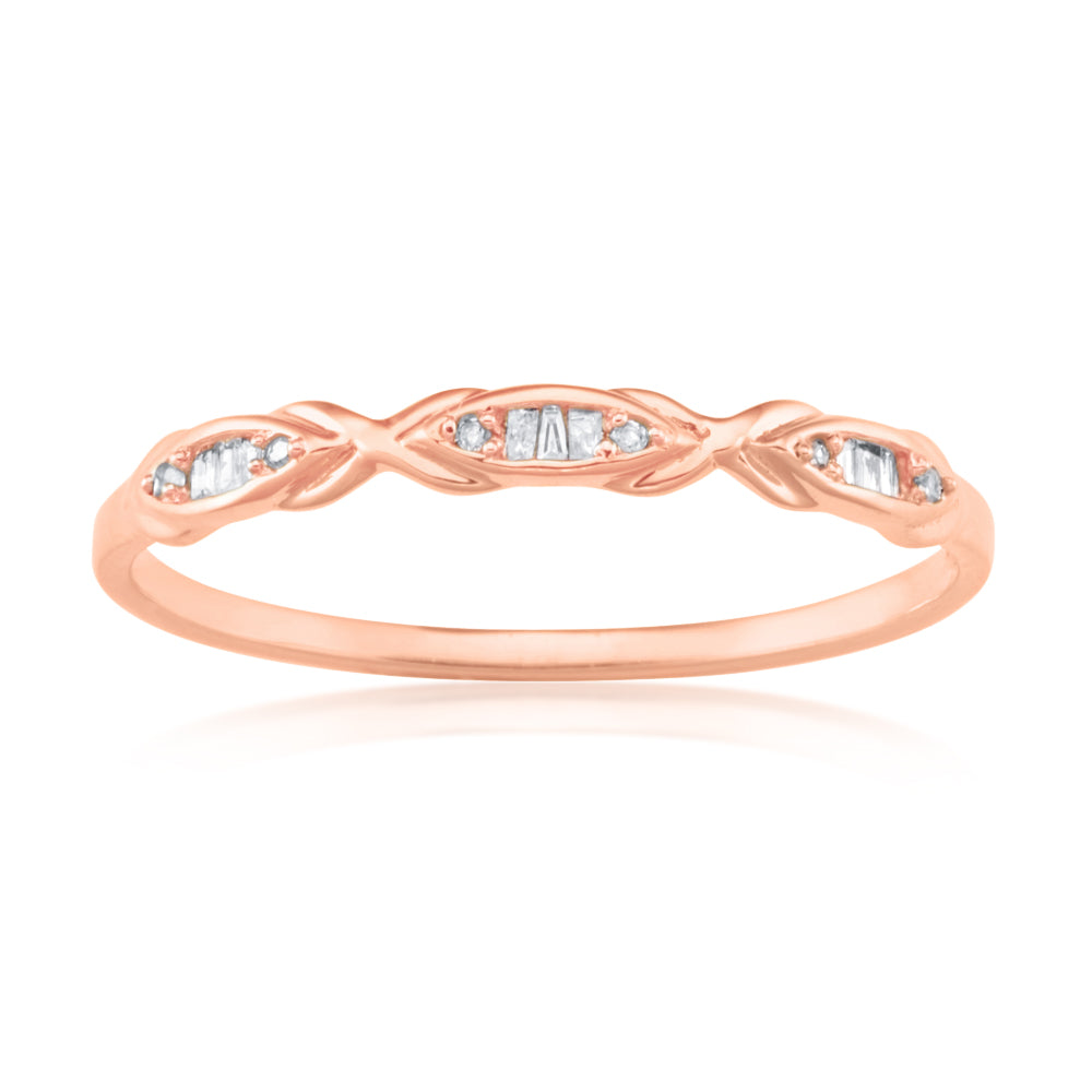 9ct Rose Gold Eternity Ring with 15 Diamonds