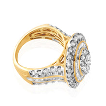 Load image into Gallery viewer, 9ct Yellow Gold 3 Carat Oval Cluster Diamond Ring with Brilliant &amp; Baguette Diamonds
