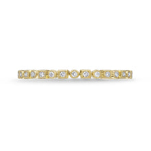 Load image into Gallery viewer, Memoire 18ct Yellow Gold Vintage Square and Round Stack Ring with 17 Diamonds