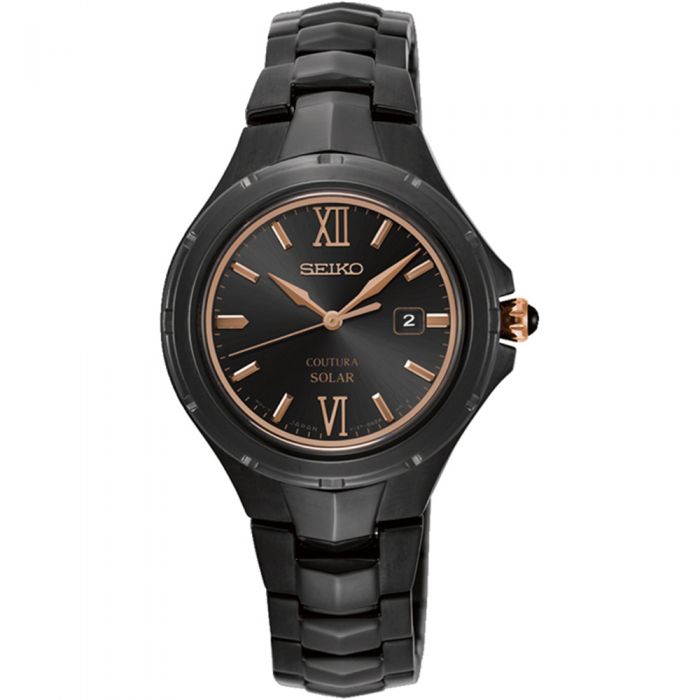 Seiko Coutura SUT378P Black And Rose Solar Watch