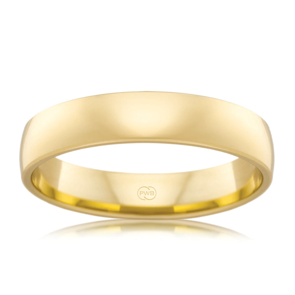 9ct Yellow Gold 4mm Classic Barrel Ring. Size O