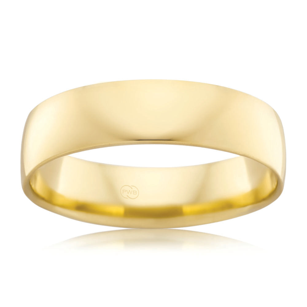 9ct Yellow Gold 6mm Crescent Ring. Size S