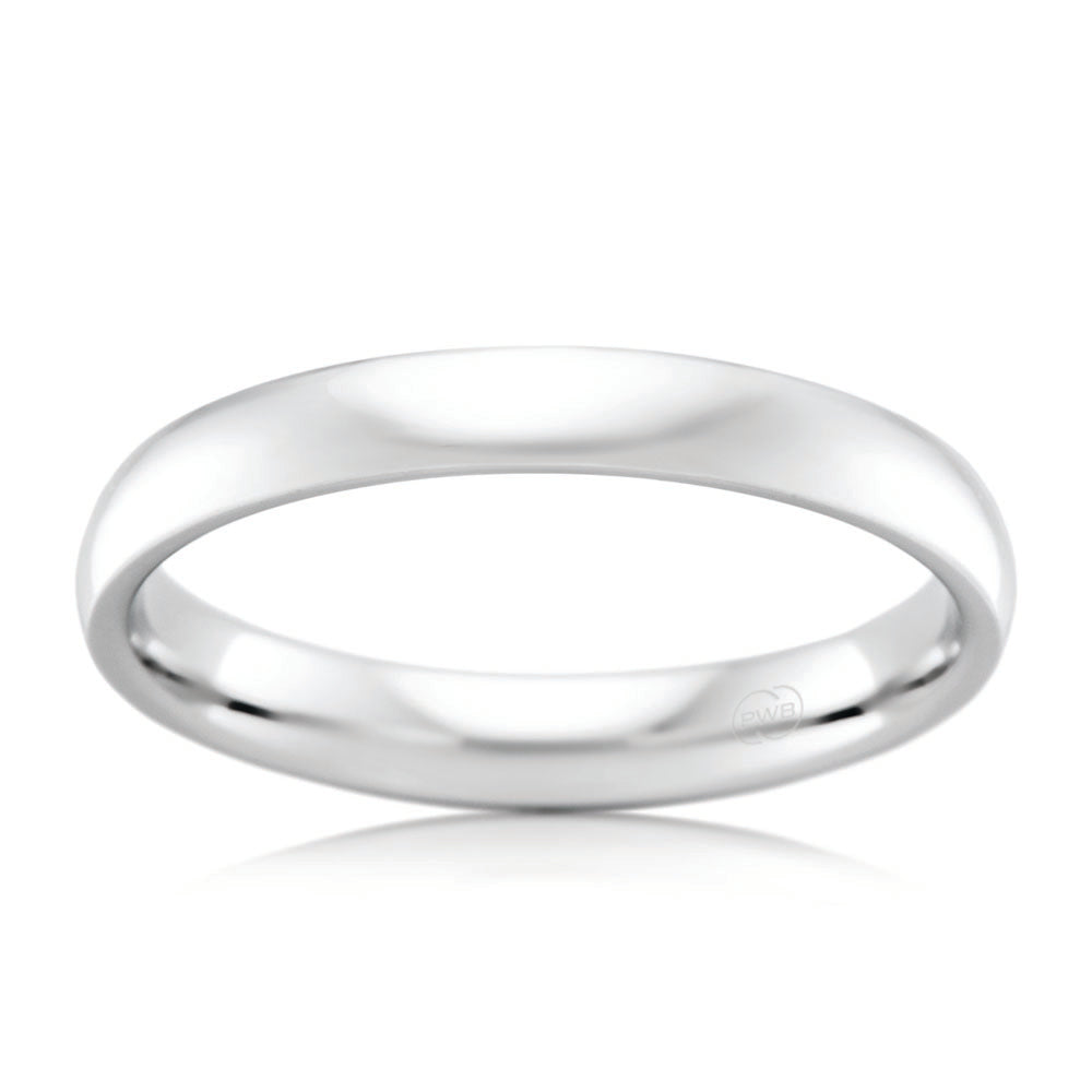 9ct White Gold 3mm Comfort Fit Size N – Shiels Jewellers