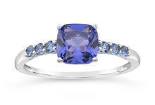 Load image into Gallery viewer, Sterling Silver Simulated Tanzanite and Zirconia Ring