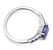 Load image into Gallery viewer, Sterling Silver Simulated Tanzanite and Zirconia Ring