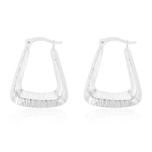 Load image into Gallery viewer, Sterling Silver Rectangular Patterned Hoop Earring
