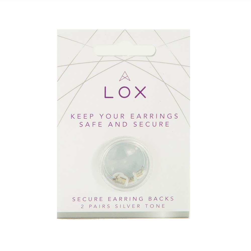 Lox Silver Tone Secure Earring Backs Two Pairs Pack