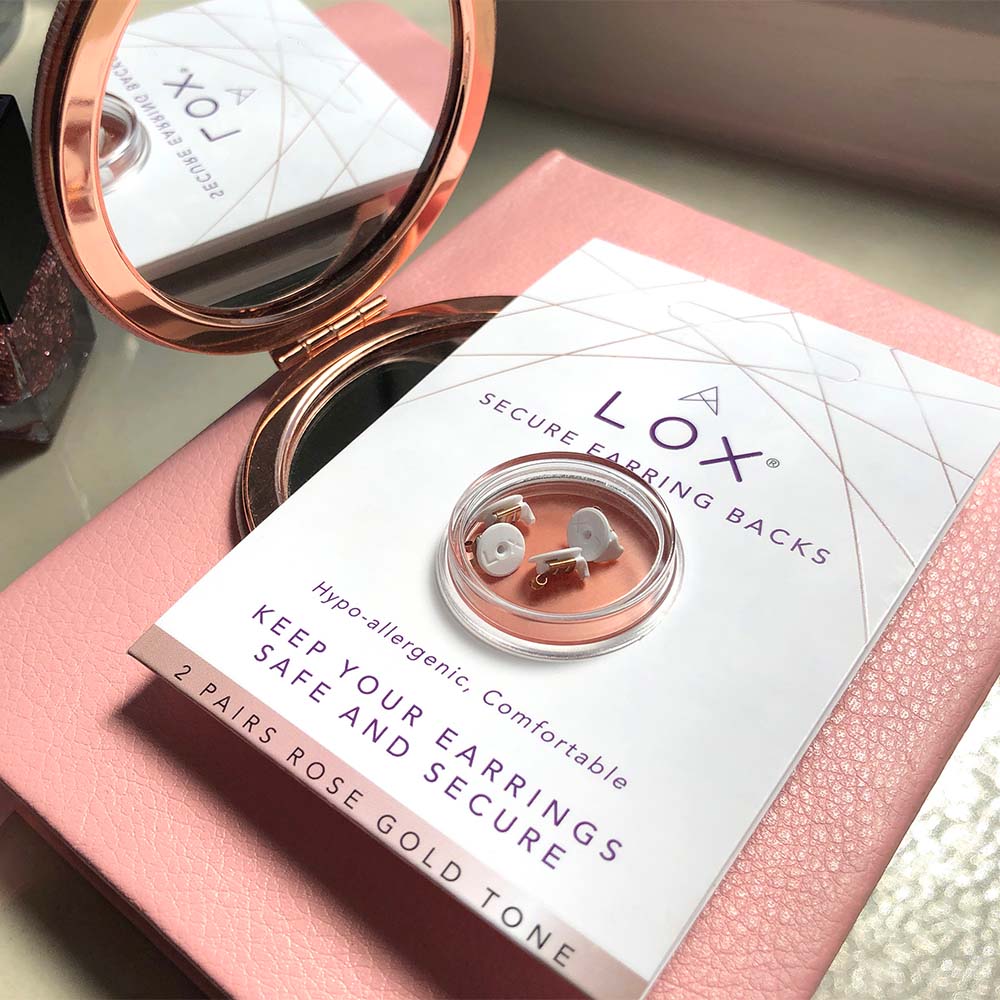 Lox Rose Gold Tone Secure Earring Backs Two Pairs Pack