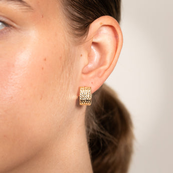 9ct Yellow Gold Textured Huggie Hoop Earrings