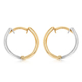 9ct Yellow Gold & White Gold Huggie Hoop Earrings