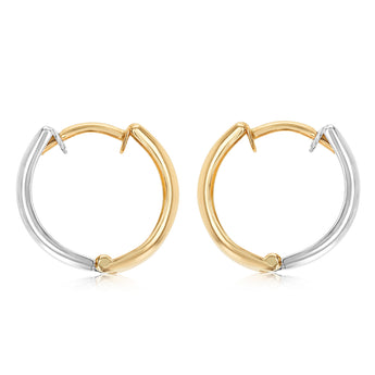 9ct Yellow Gold & White Gold Huggie Hoop Earrings
