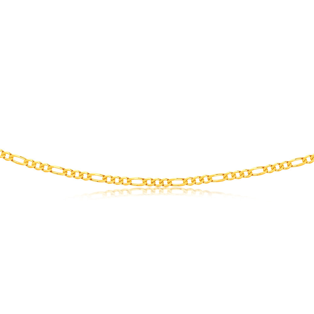 9ct Yellow Gold Figaro 1:3 80 Gauge 50cm chain