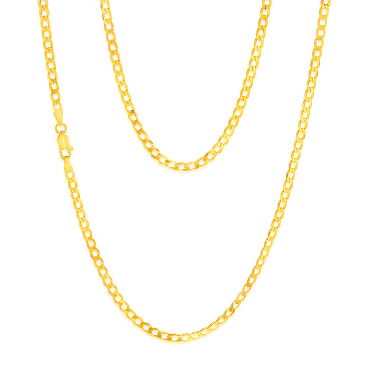 9ct Yellow Solid Gold 50cm Curb Chain 100Gauge