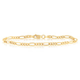 9ct Yellow Gold Figaro Hollow 19cm Bracelet 80Gauge