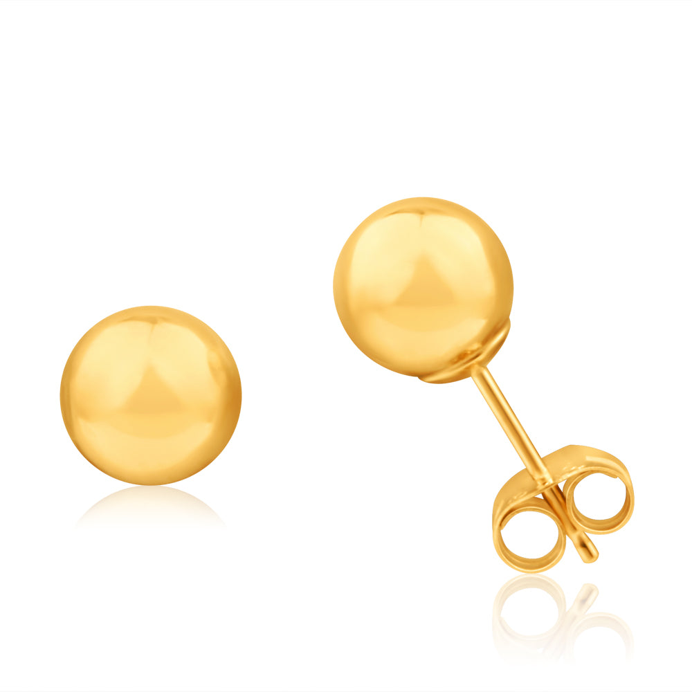 9ct Yellow Gold Ball 6mm Stud Earrings Shiels Jewellers