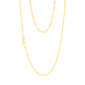 9ct Yellow Solid Gold Singapore 45cm Chain 30 Gauge