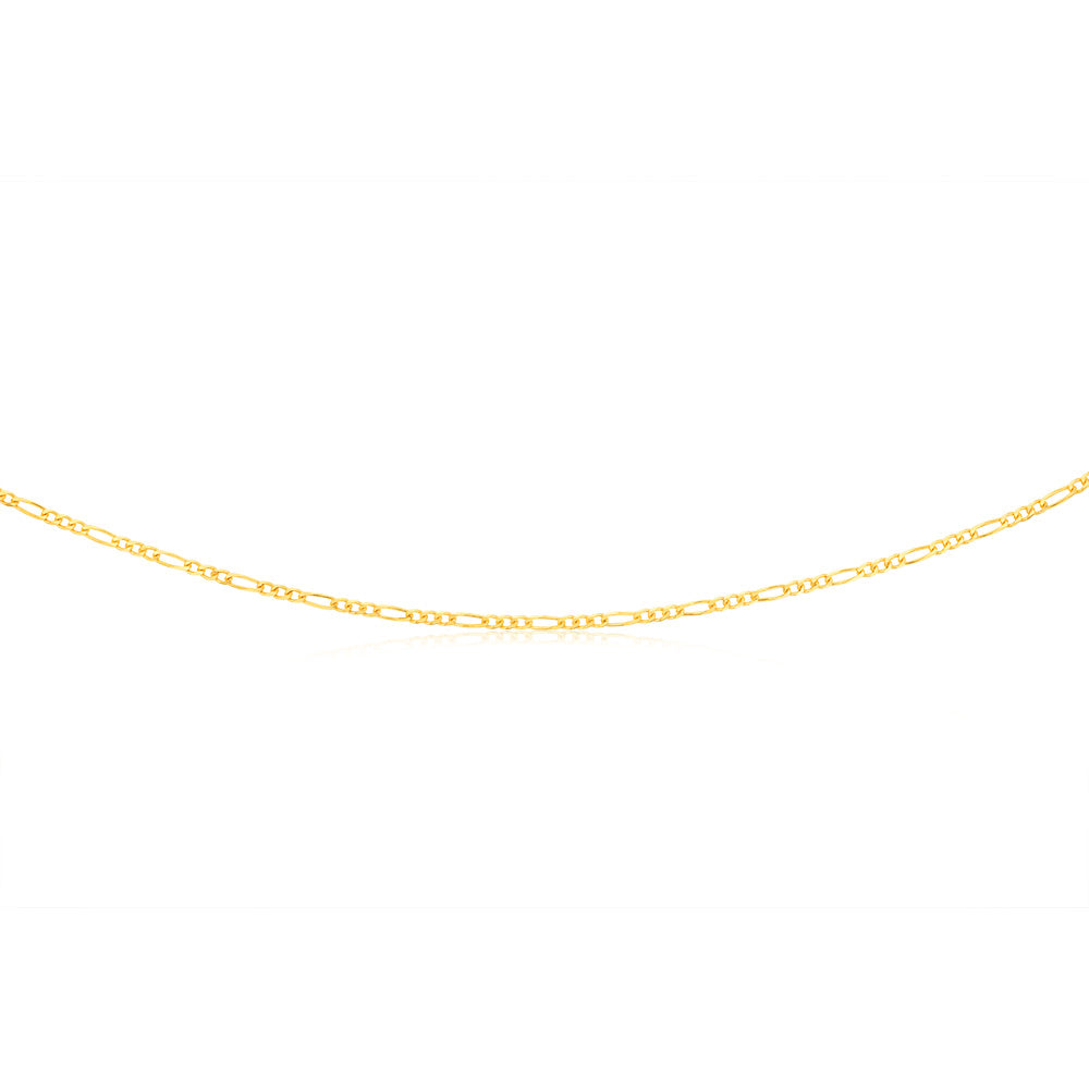 9ct Yellow Gold Figaro 1:3 60Gauge 45cm Chain