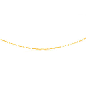 9ct Yellow Solid Gold Figaro 1:3 60Gauge 45cm Chain