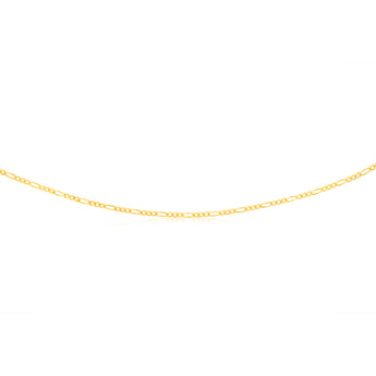 9ct Yellow Solid Gold Figaro 1:3 60Gauge 45cm Chain