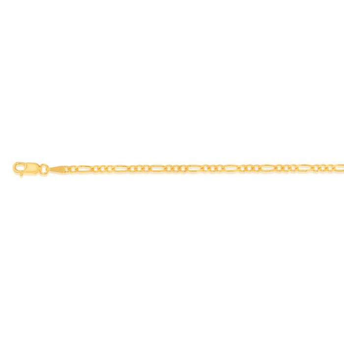 9ct Yellow Gold 1:3 Figaro 60Gauge 27cm Anklet