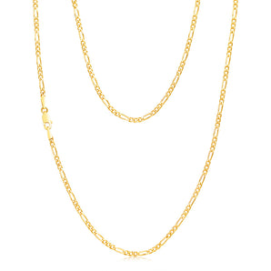 9ct Yellow Solid Gold 55cm Figaro Chain