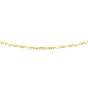 9ct Yellow Solid Gold 55cm Figaro Chain