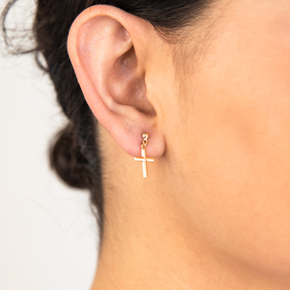 9ct Yellow Gold Cross Drop Earrings – Shiels Jewellers